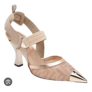 FENDI Colibri Lite Mesh Slingbacks Rose Gold US 7.5 (European 38)
